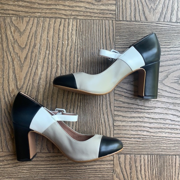 NEW ModCloth Colorblock Contessa Ankle Strap Heel Chelsea Crew OZZY - Picture 7 of 9
